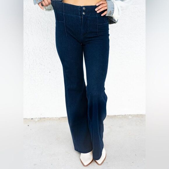 Dark Blue Flare Denim - Picture 6 of 8